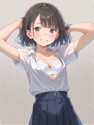 ブラをチラ見せしている女の子