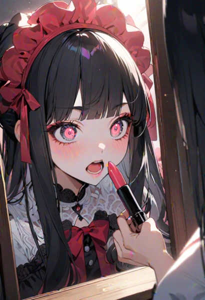 ゴスロリちゃんメイク中