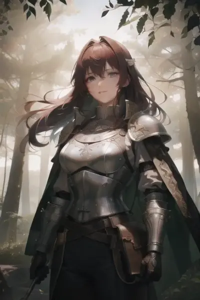 朝靄の中の女騎士