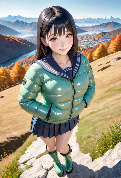 ハイキングと青空