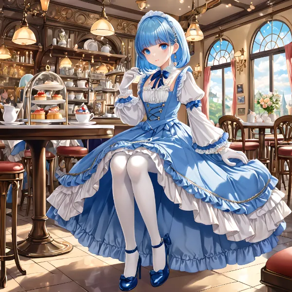 青髪メイドの甘いティータイム