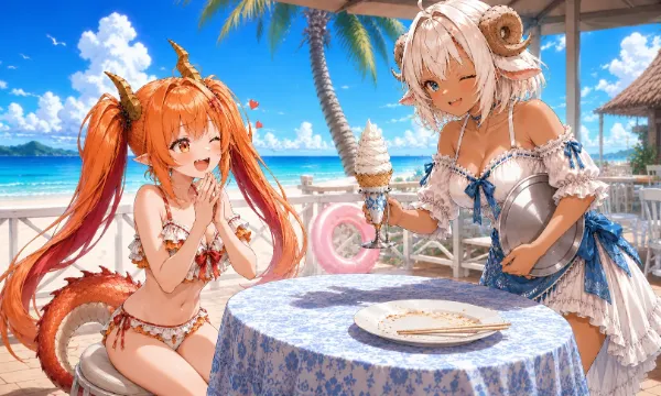海の家でお昼休憩