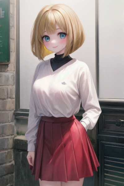 あみちゃん赤スカート