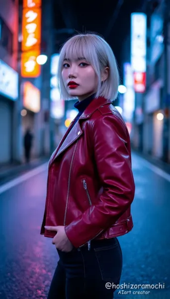 レッド・レザー、夜の街を切り裂く - Red Leather cuts through the city at night