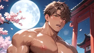 着物を乱して筋肉を震わせ雄っぱいを揺らし喘いで涎を垂らすガチム