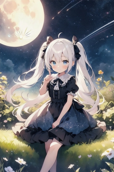 白髪ツインテ女の子
