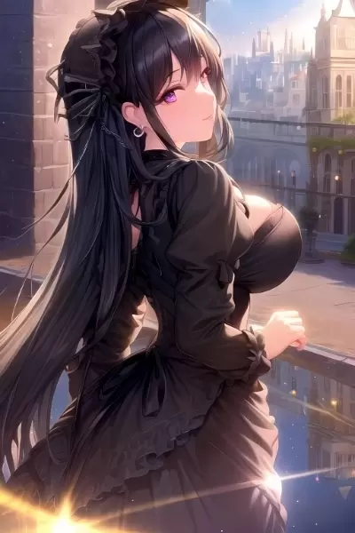 黒髪に黒のドレスが美しい　beautiful black dress with black hair