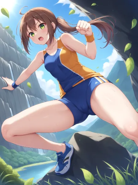 山岳少女の勇気ある跳躍