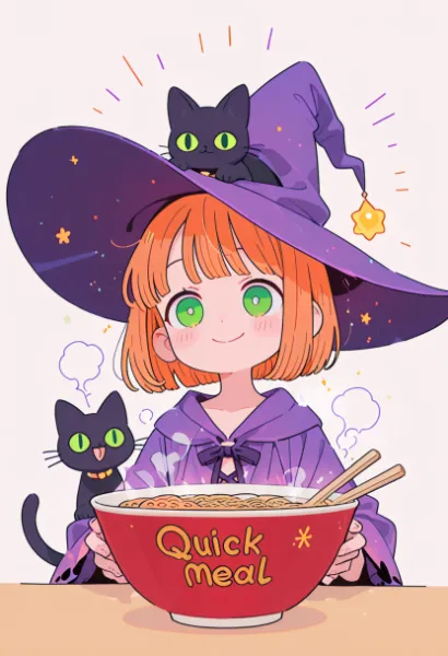 魔女と黒猫たちのインスタントラーメン