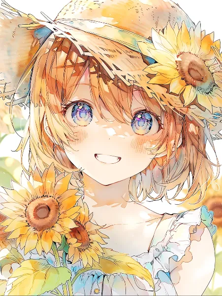 ひまわり畑の魔法の瞳。