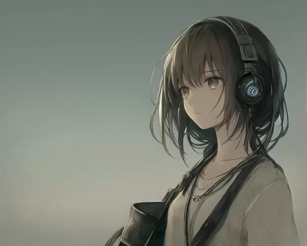 悲しげに音楽を聞く少女