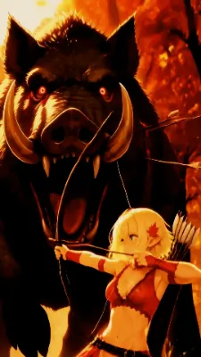 弓エルフ vs 巨大イノシシ🏹🐗