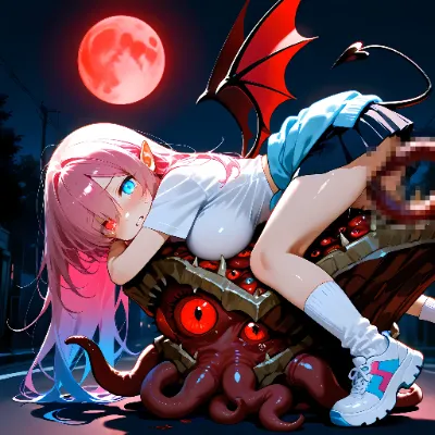 サキュバスの女の子達と恐ろしい傘系のモンスター・・・2