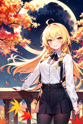 満月の時、紅葉散り