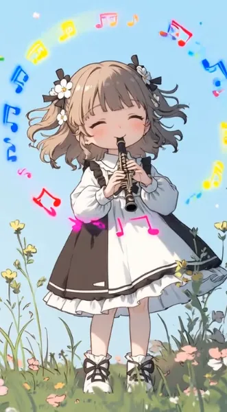 クラリネットを演奏している女の子