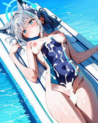 ブルアカ 水着シロコ ぶっかけ