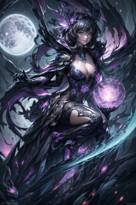 my style my model potential fractal art Demon Moonlight Absurd