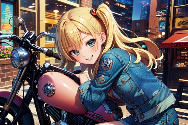 金髪バイク女子