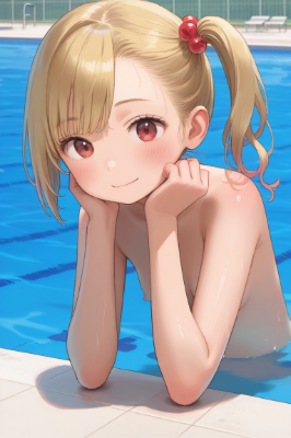 全裸でプール