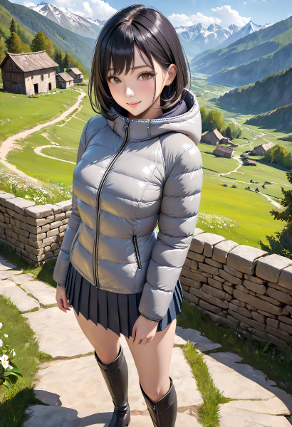 グレーのダウンジャケット