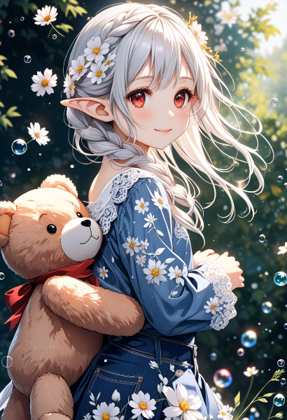 クマさんと花の妖精