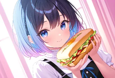 青髪少女の秘密ランチタイム