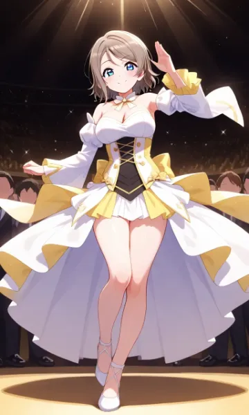 輝くステージの銀髪アイドル