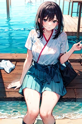 水に濡れたお姉さん