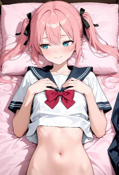 女の子がベッドに横たわっているだけの画像