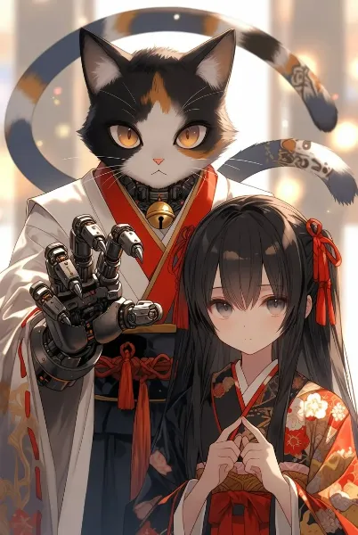 メカ義手を付けた三毛猫又化する妹を治療する方法を探して旅する猫又と戦う姉