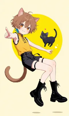 猫耳ふわふわポーズ