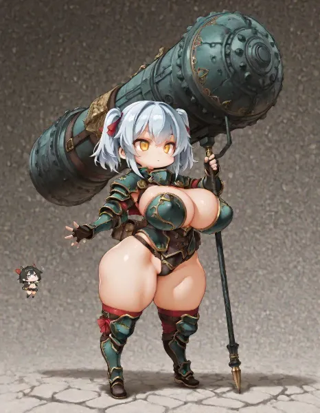 銀髪戦士の巨砲担ぎ