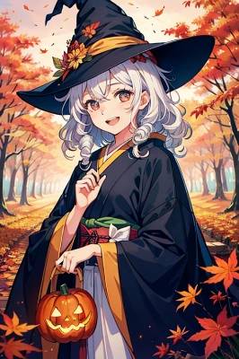 着物でハロウィーン