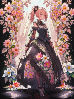 flower and black dress