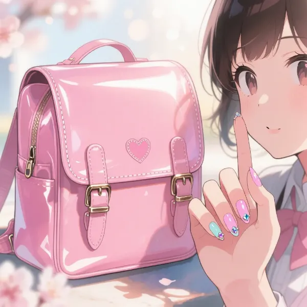 桜舞うピンクランドセル少女