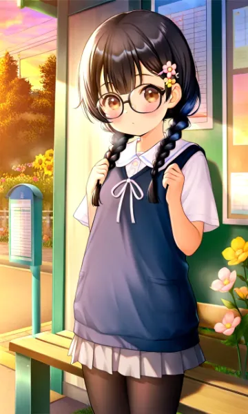 バス停で遭う子