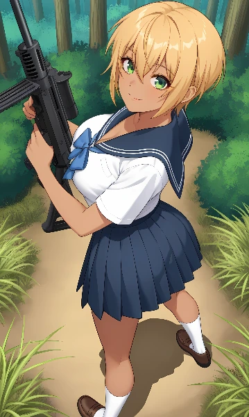 [黒ギャルになったから親友としてみた。]（千原 獅音）セーラー服と機関銃Ver 01
