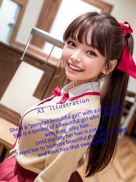 笑顔のポニーテール美少女