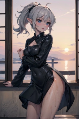 夕日の窓