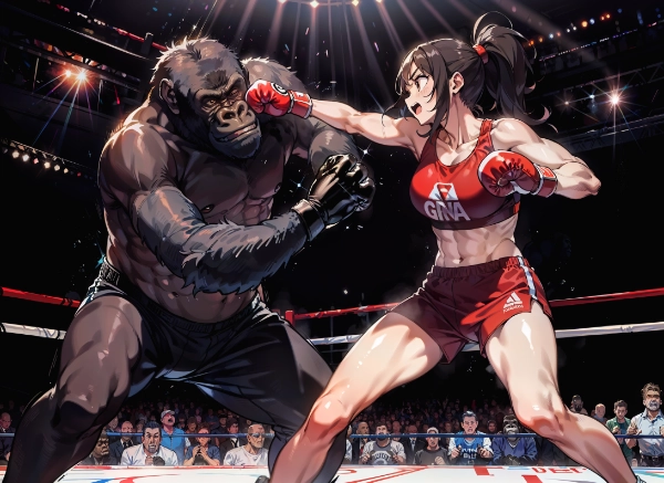 ボクサーガールVSゴリラ
