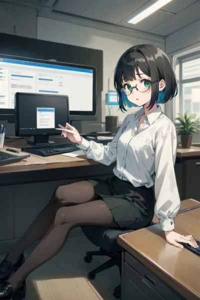 Girl with glasses at work