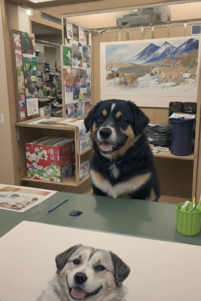 デッサンされるわんこ
