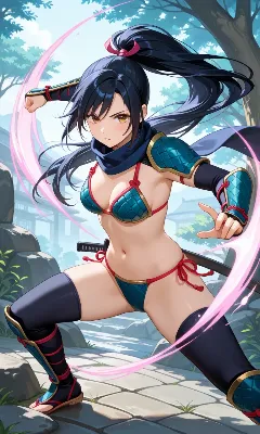 青い鎧の戦う美女
