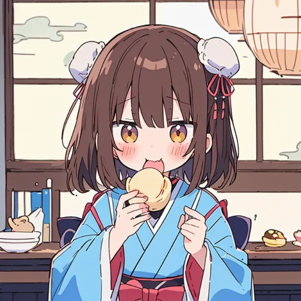 おまんじゅうを食べる女の子💞