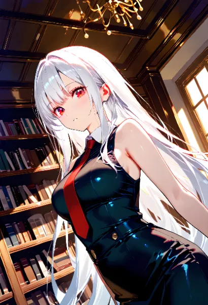白銀の図書館の謎めく美女（ネクタイ2）