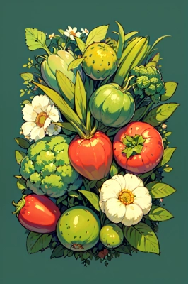 草花混じってるけどＡＩちゃんが夏野菜って生成したから食べてね？