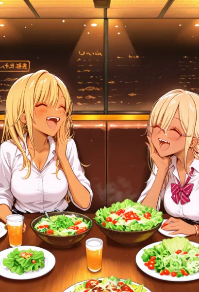 笑顔はじけるサラダランチのひととき