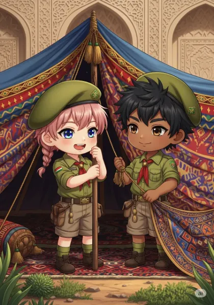 ボーイスカウトに参加した2人