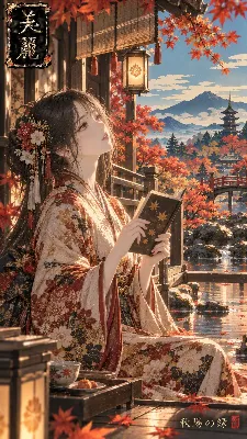 紅葉の庭で紡ぐ静かな読書の物語