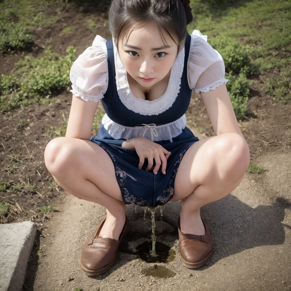 Oktoberfestで野ションする日本人女性